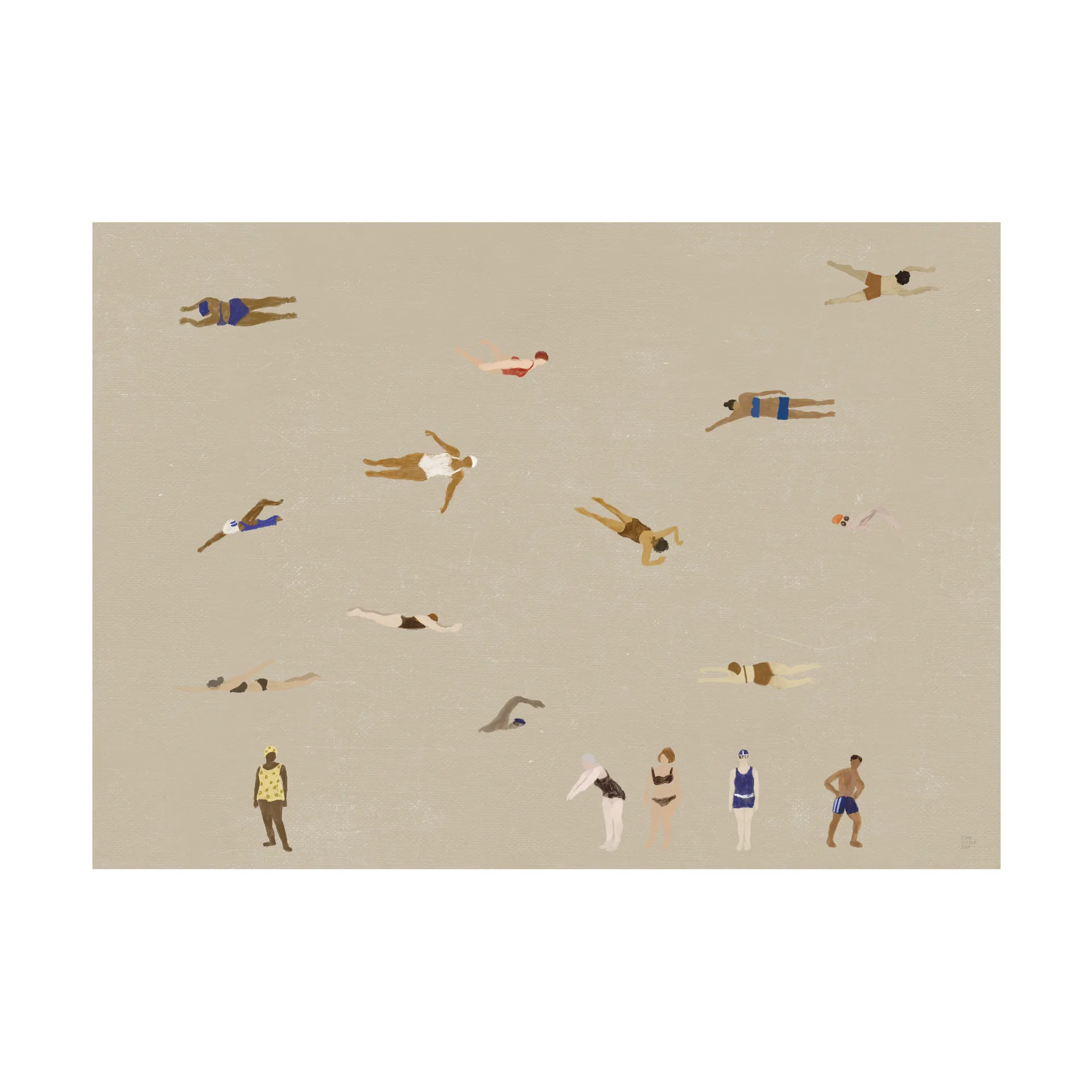 Plakat Swimmers, Beige, 50x70 cm Fine Little Day