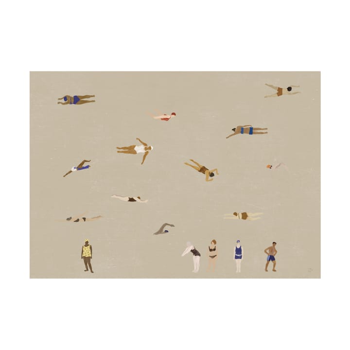 Plakat Swimmers - Beige, 50x70 cm - Fine Little Day
