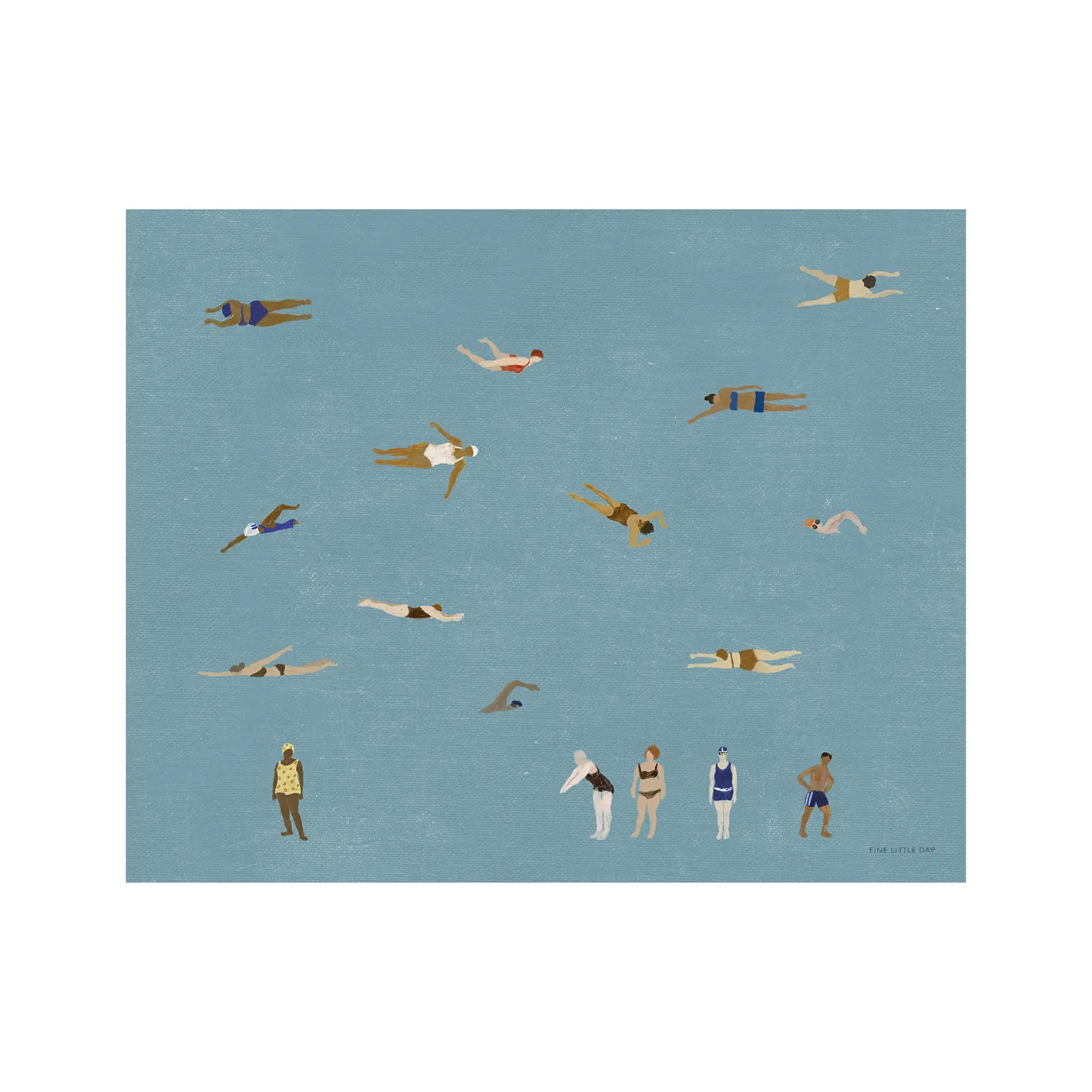 Plakat Swimmers, Blue, 40x50 cm Fine Little Day