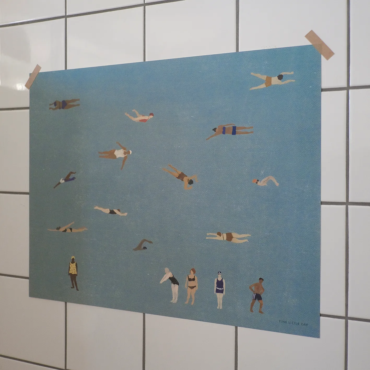 Plakat Swimmers, Blue, 40x50 cm Fine Little Day