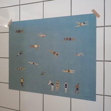 Plakat Swimmers - Blue, 40x50 cm - Fine Little Day