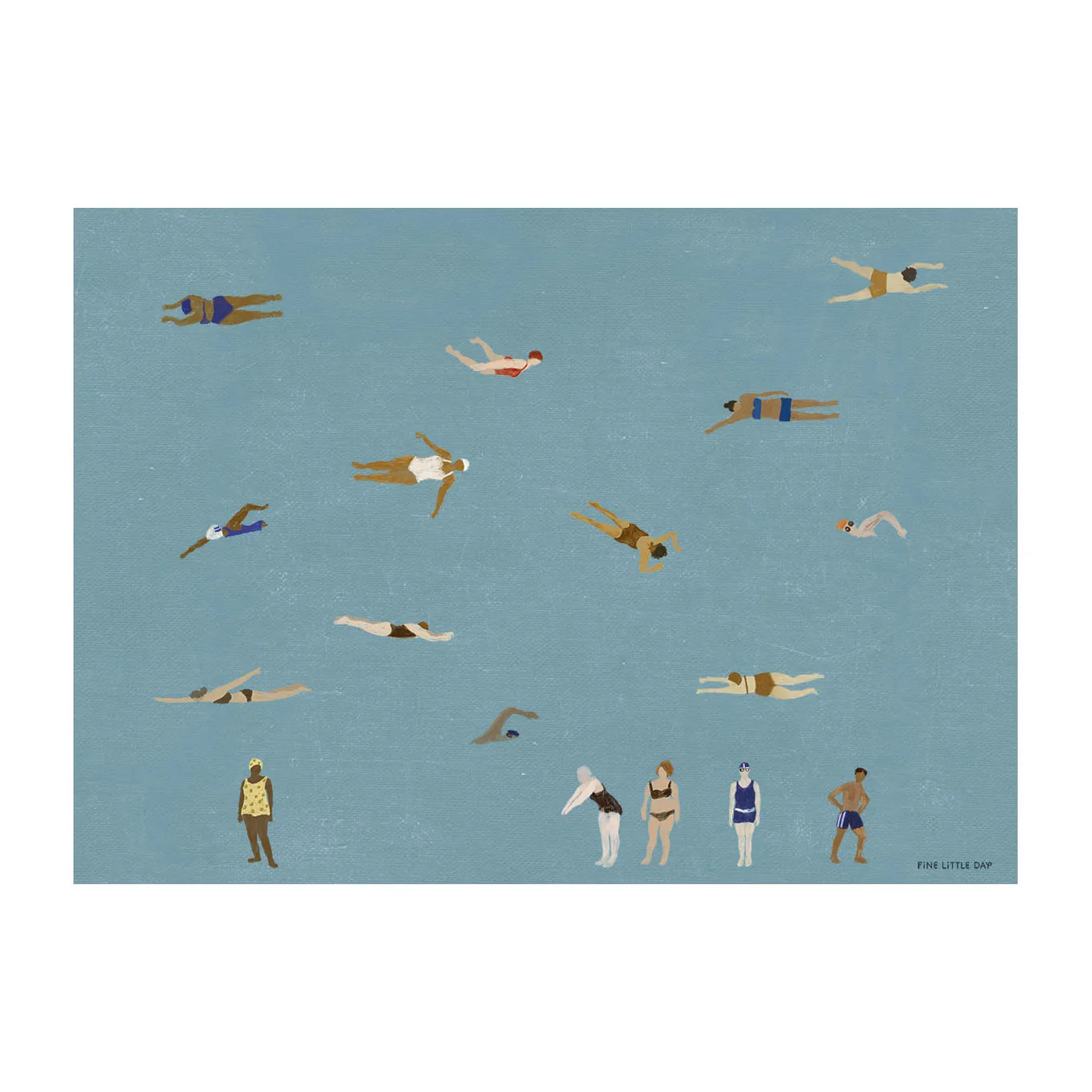 Plakat Swimmers, Blue, 50x70 cm Fine Little Day