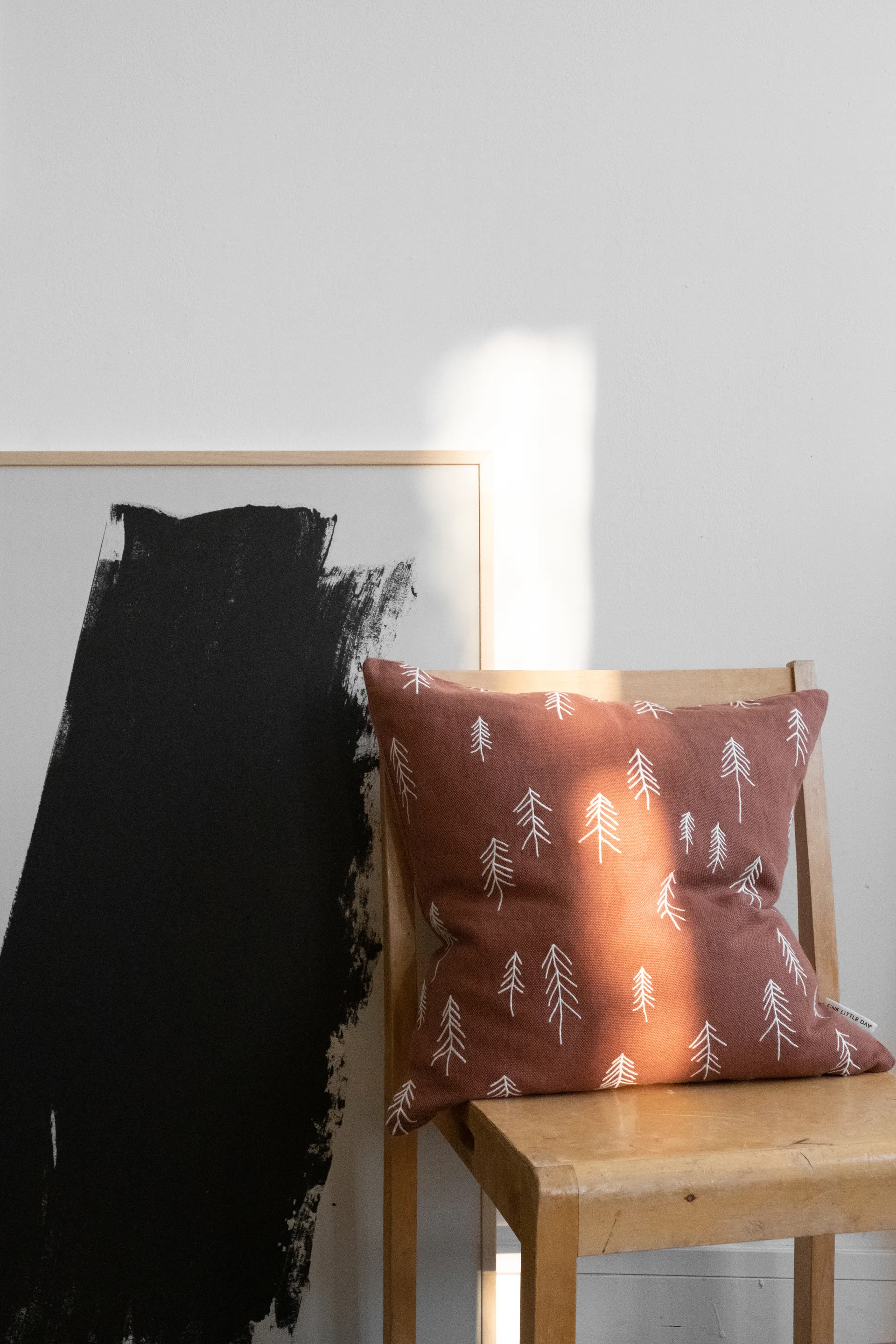 Poszewka na poduszkę Tall 48x48 cm, Terakota-biała Fine Little Day