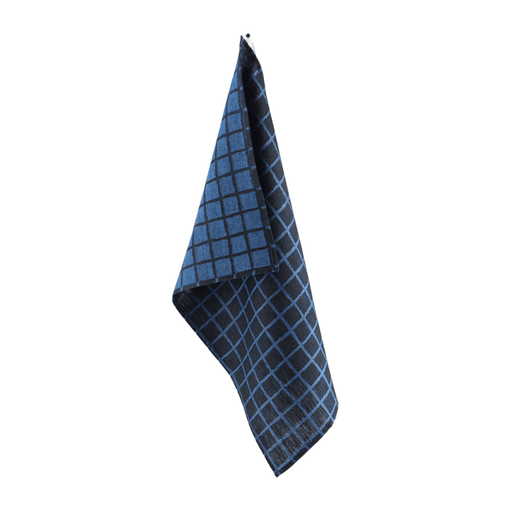 Ścierka kuchenna żakardowa w kratę 47x70 cm - Blue-black - Fine Little Day