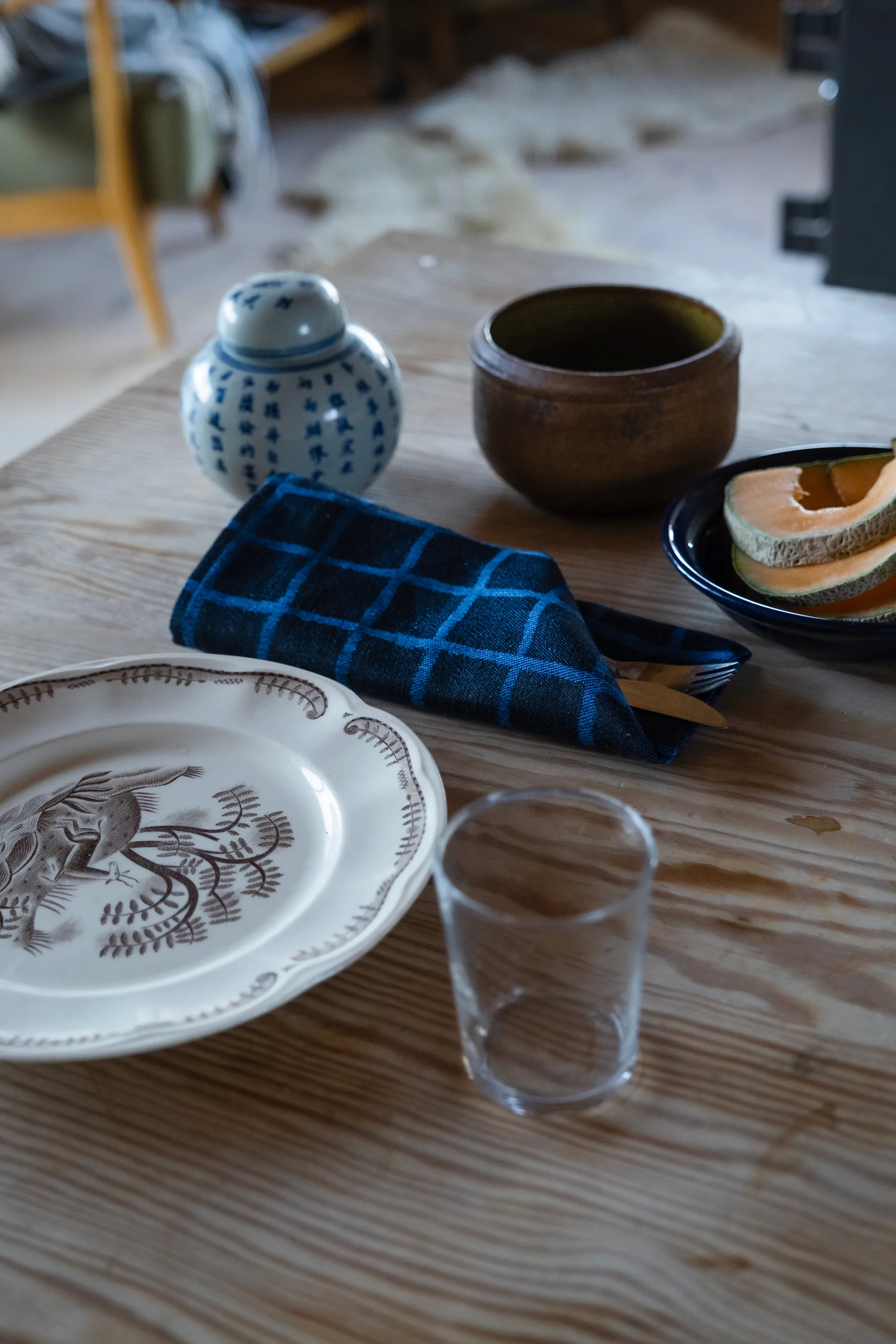 Serwetka żakardowa w kratę 2 szt., Blue-black Fine Little Day