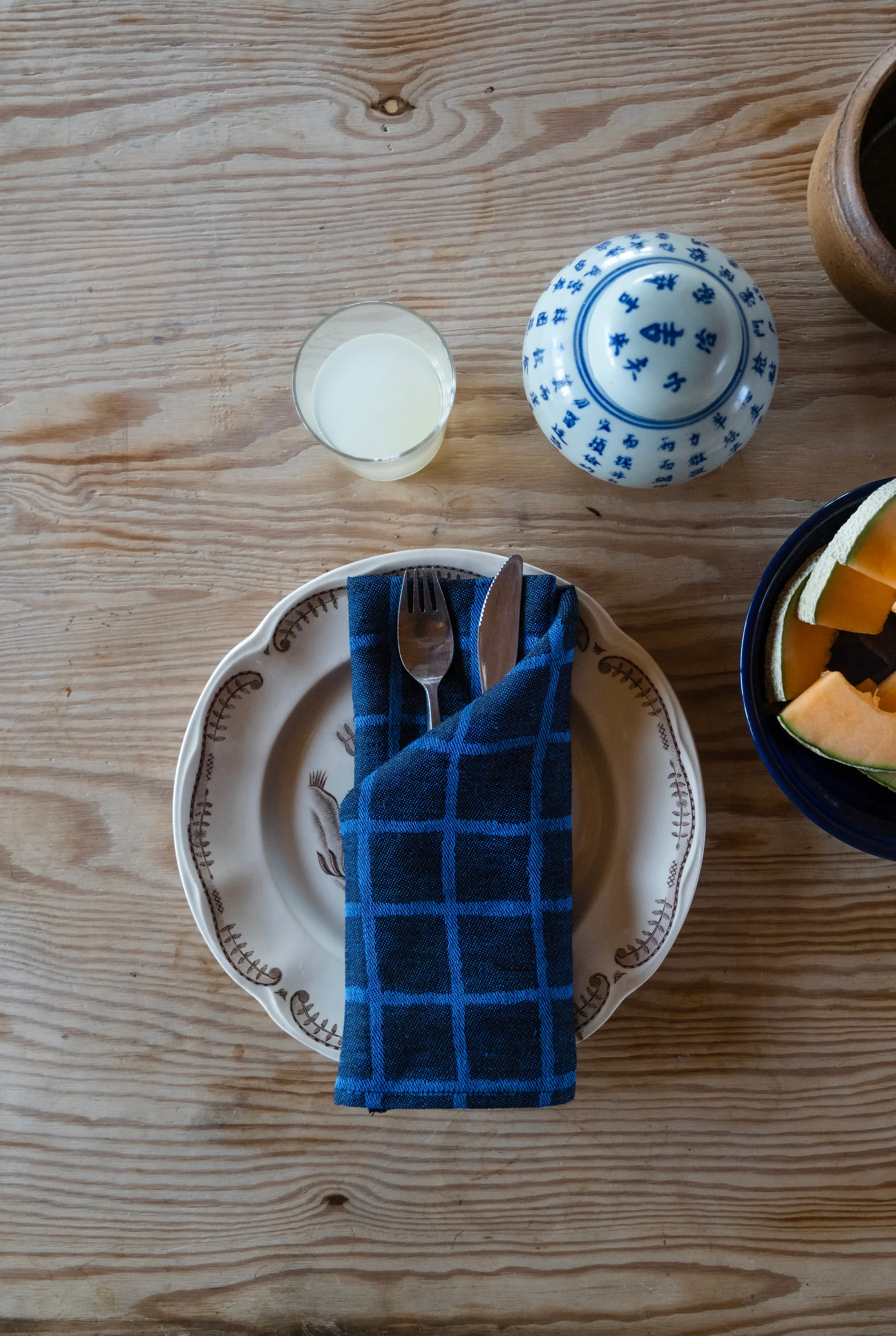 Serwetka żakardowa w kratę 2 szt., Blue-black Fine Little Day