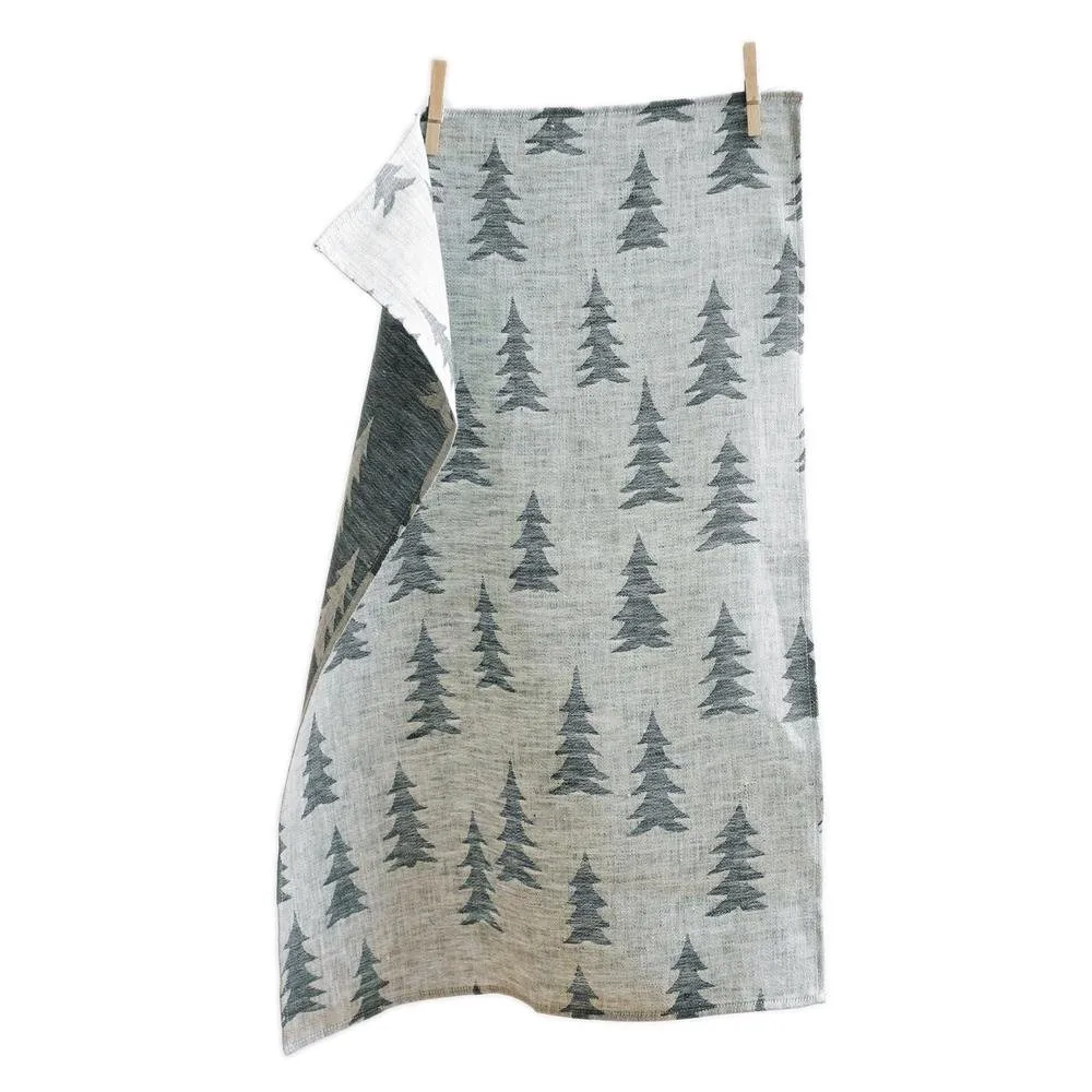 Świerk pościel ręcznik kuchenny, ciemnozielony-biały Fine Little Day