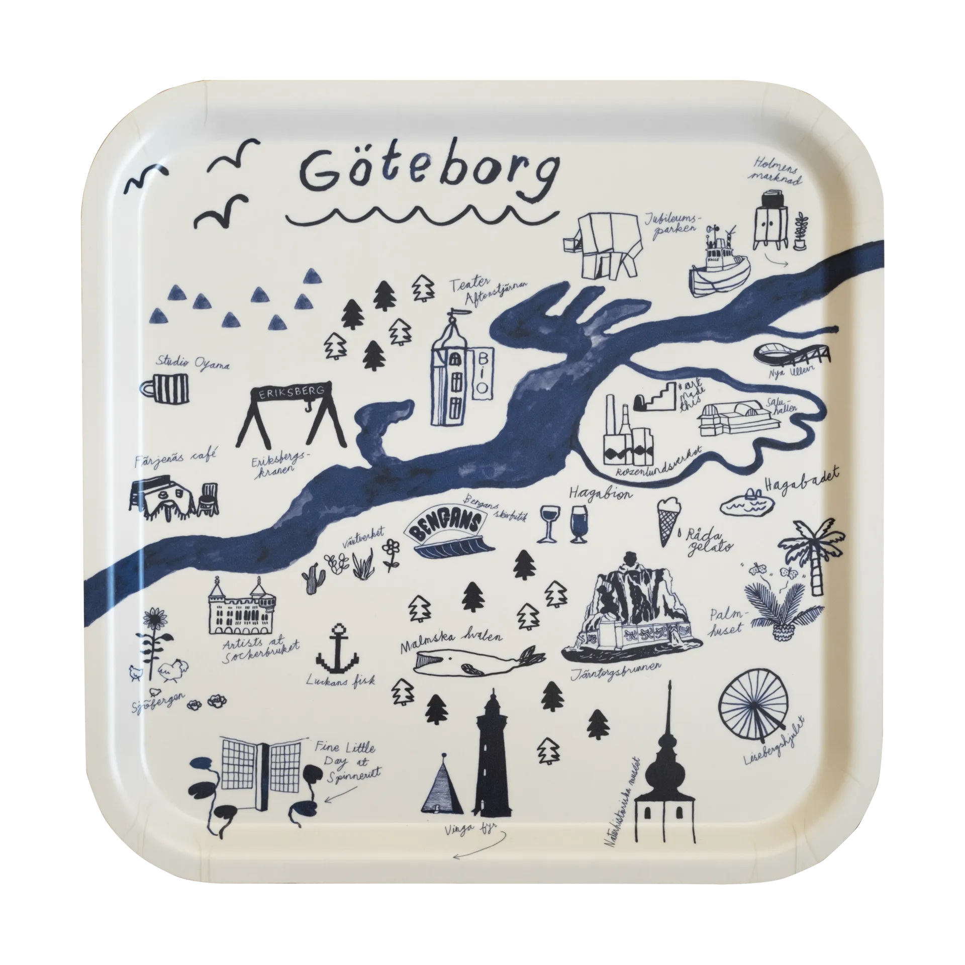 Taca Gothenburg 32x32 cm, White-Blue Fine Little Day