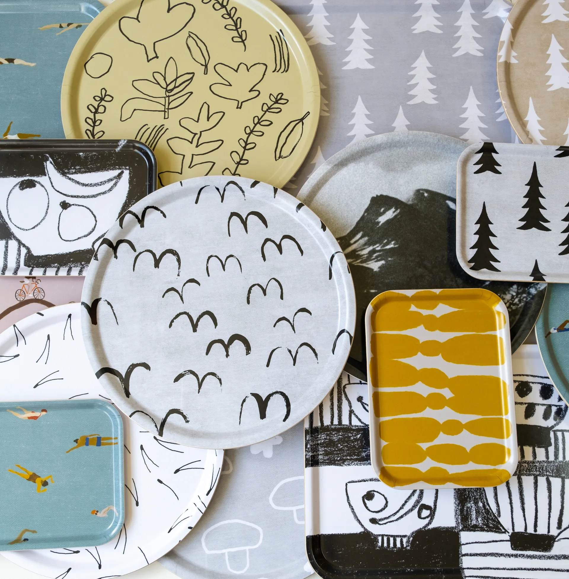 Taca świerkowa 33x43 cm, szary-biały Fine Little Day