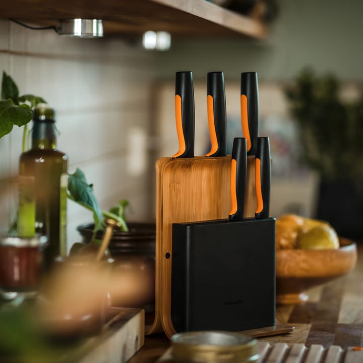 Blok na noże Functional Form bambusowy z 5 nożami, 6 części Fiskars