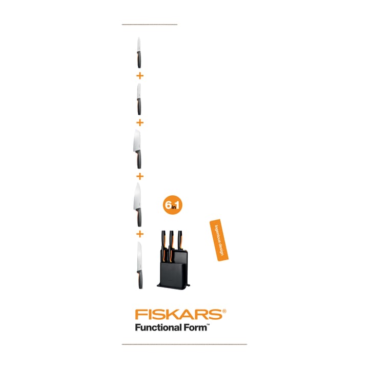 Blok na noże z tworzywa sztucznego Functional Form z 5 nożami, 6 części Fiskars