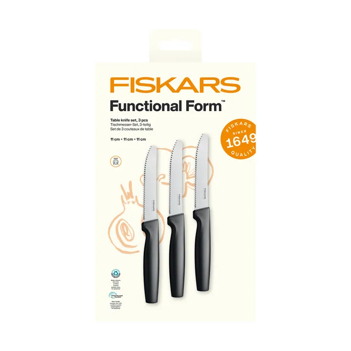 Functional Form noże stołowe - Stal nierdzewna, 3‑pak - Fiskars