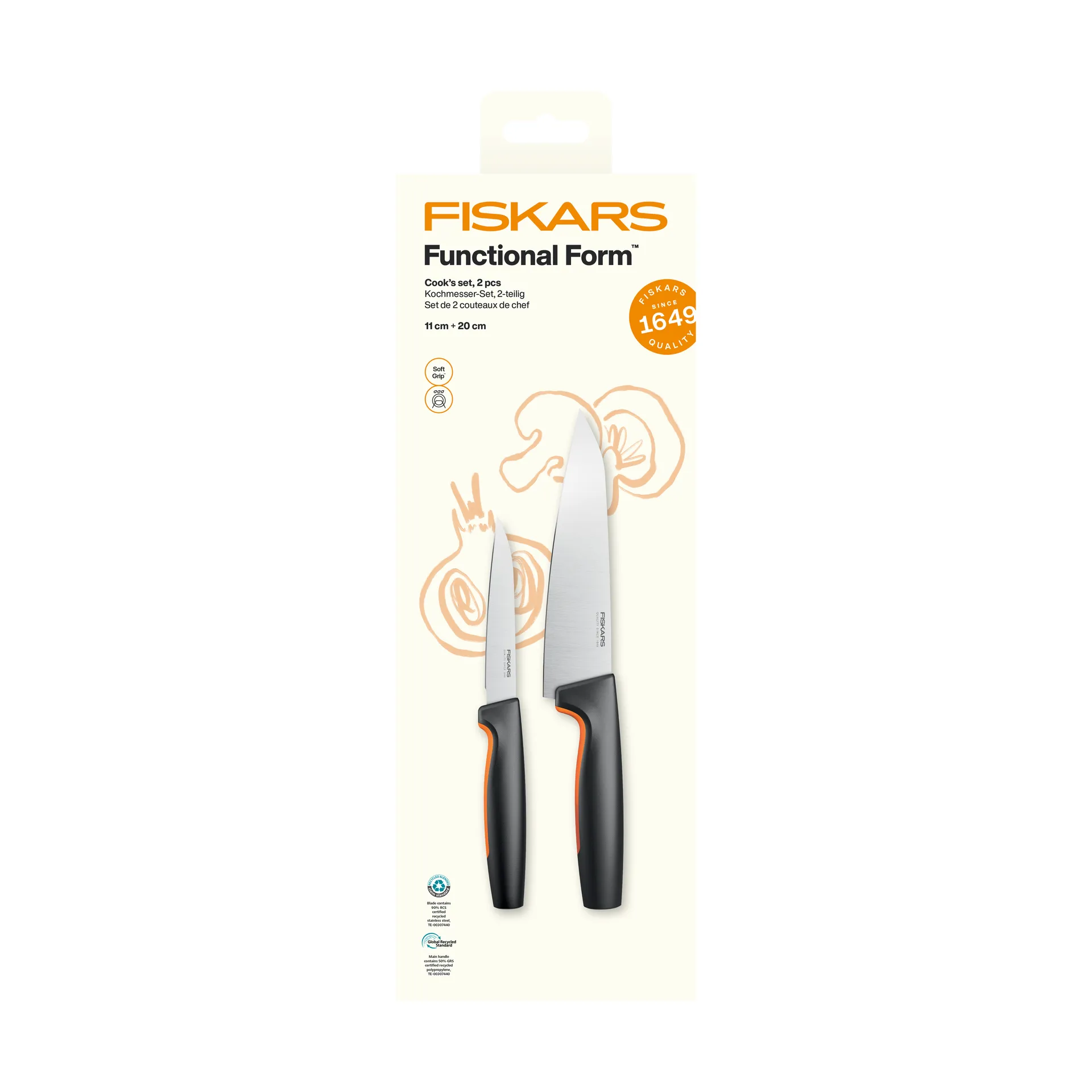Functional Form zestaw noży kucharskich, Stal nierdzewna, 2 części Fiskars