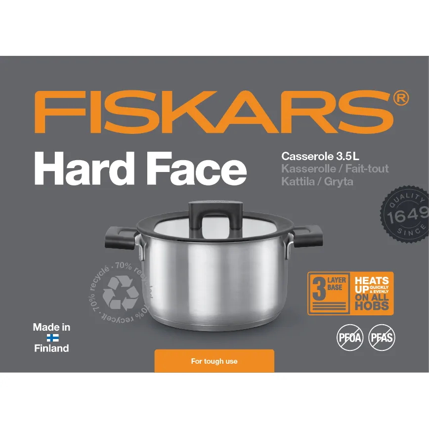 Garnek Hard Face Steel z pokrywą, 3,5 L Fiskars