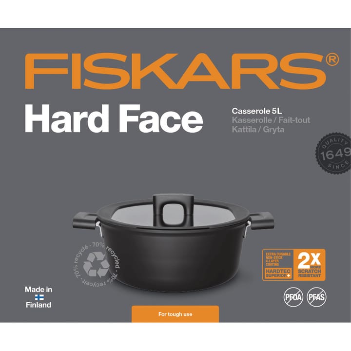 Garnek Hard Face z pokrywką, 5 L Fiskars