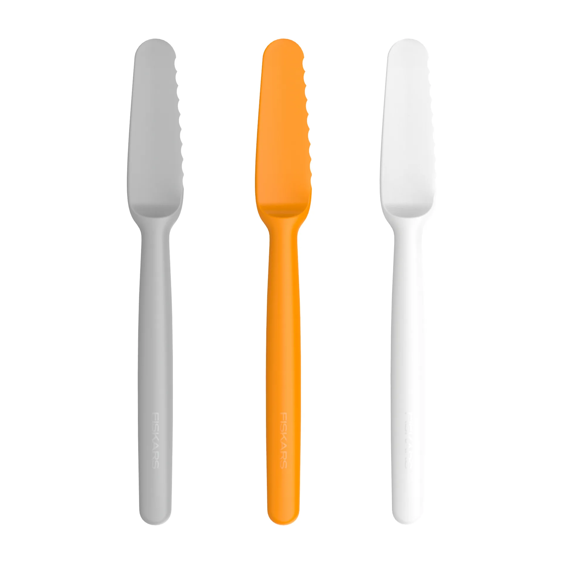 Noże do masła Functional Form 3-pack, Szaro-pomarańczowo-biały Fiskars