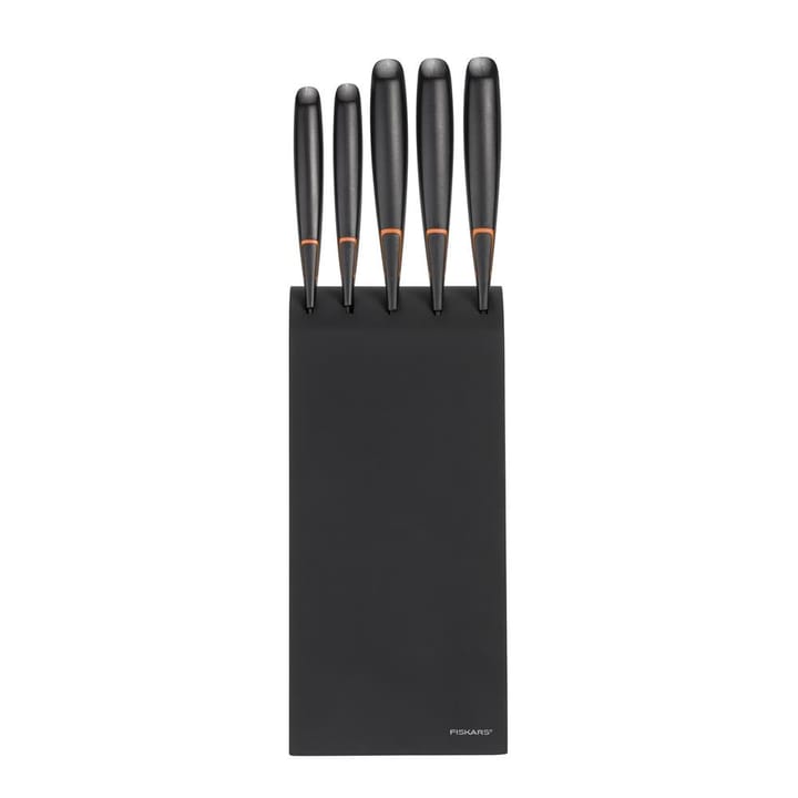 Zestaw 5 noży w bloku Edge, czarny Fiskars