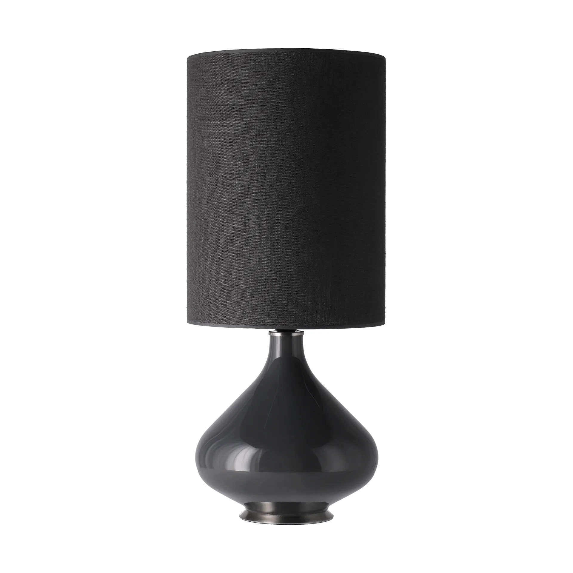 Lampa stołowa Flavia, szara podstawa, Lino Negro L Flavia Lamps