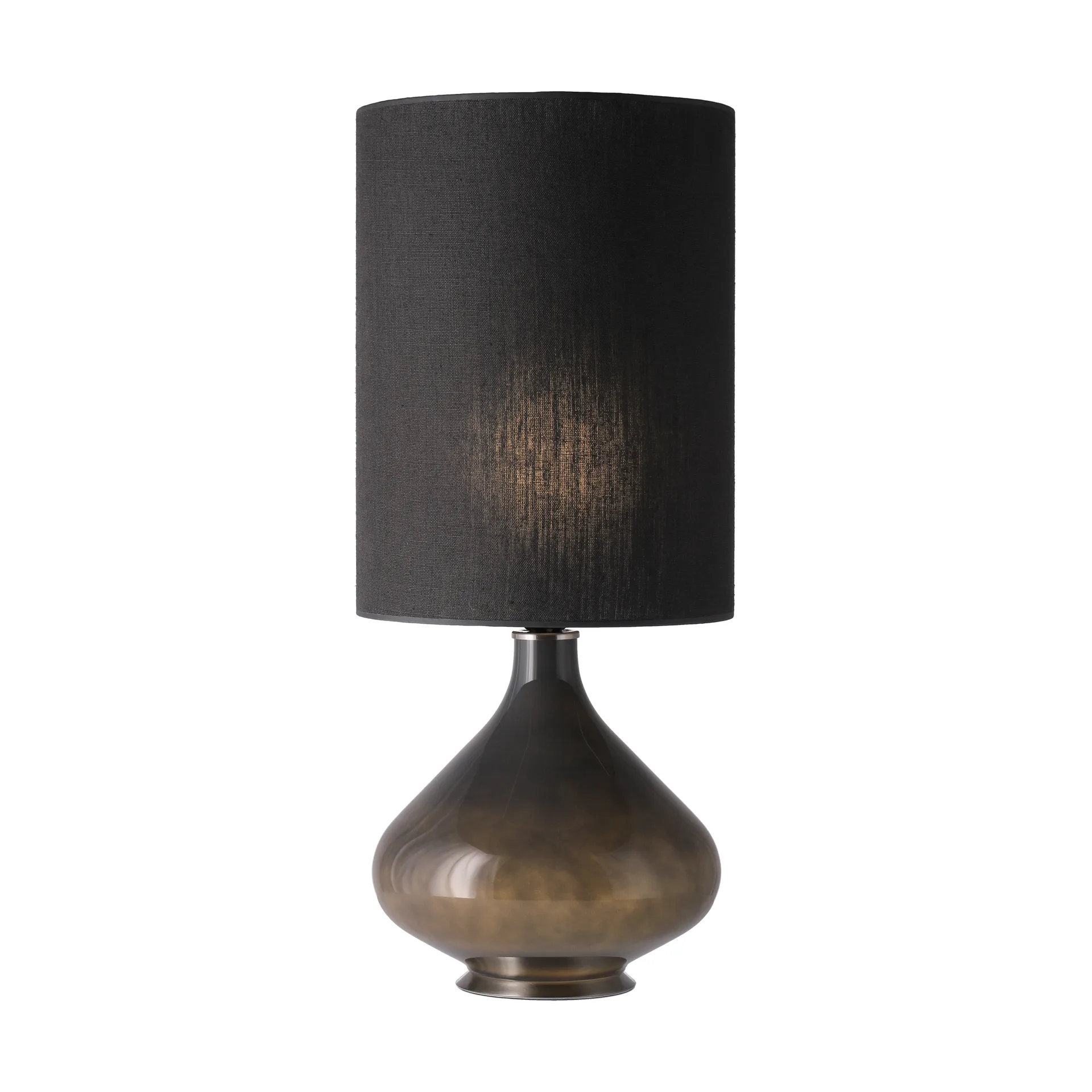 Lampa stołowa Flavia, szara podstawa, Lino Negro L Flavia Lamps