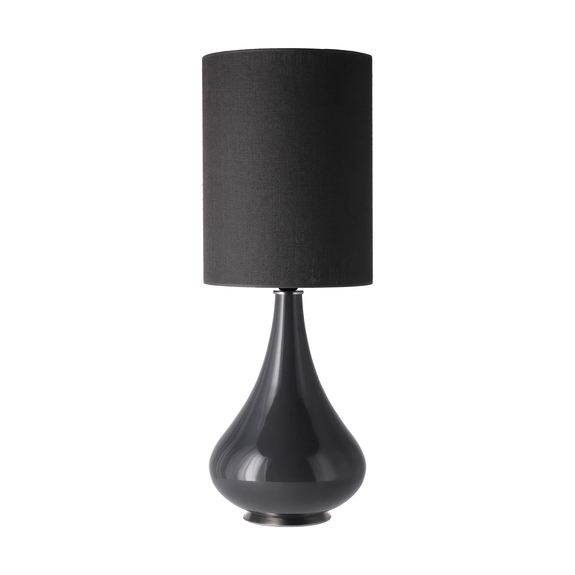 Lampa stołowa Renata, szara podstawa, Lino Negro L Flavia Lamps