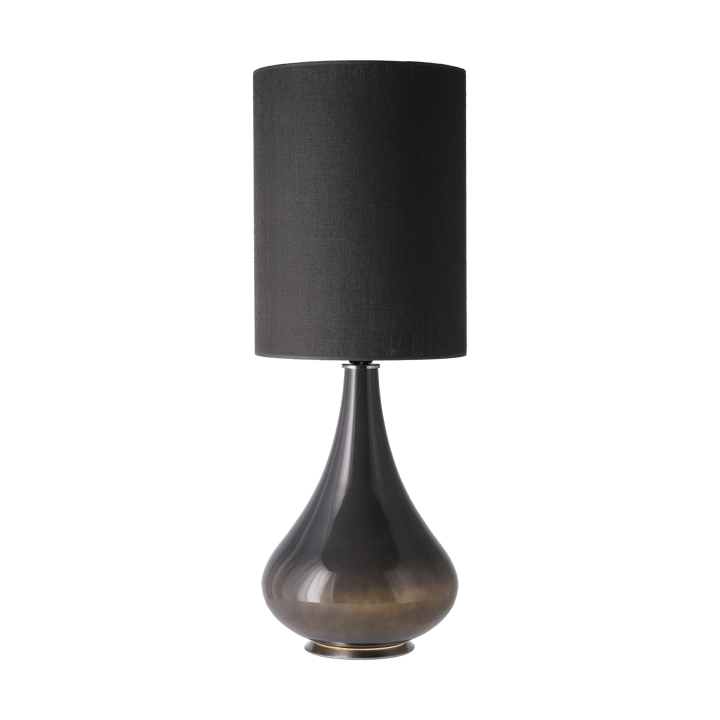 Lampa stołowa Renata, szara podstawa, Lino Negro L Flavia Lamps
