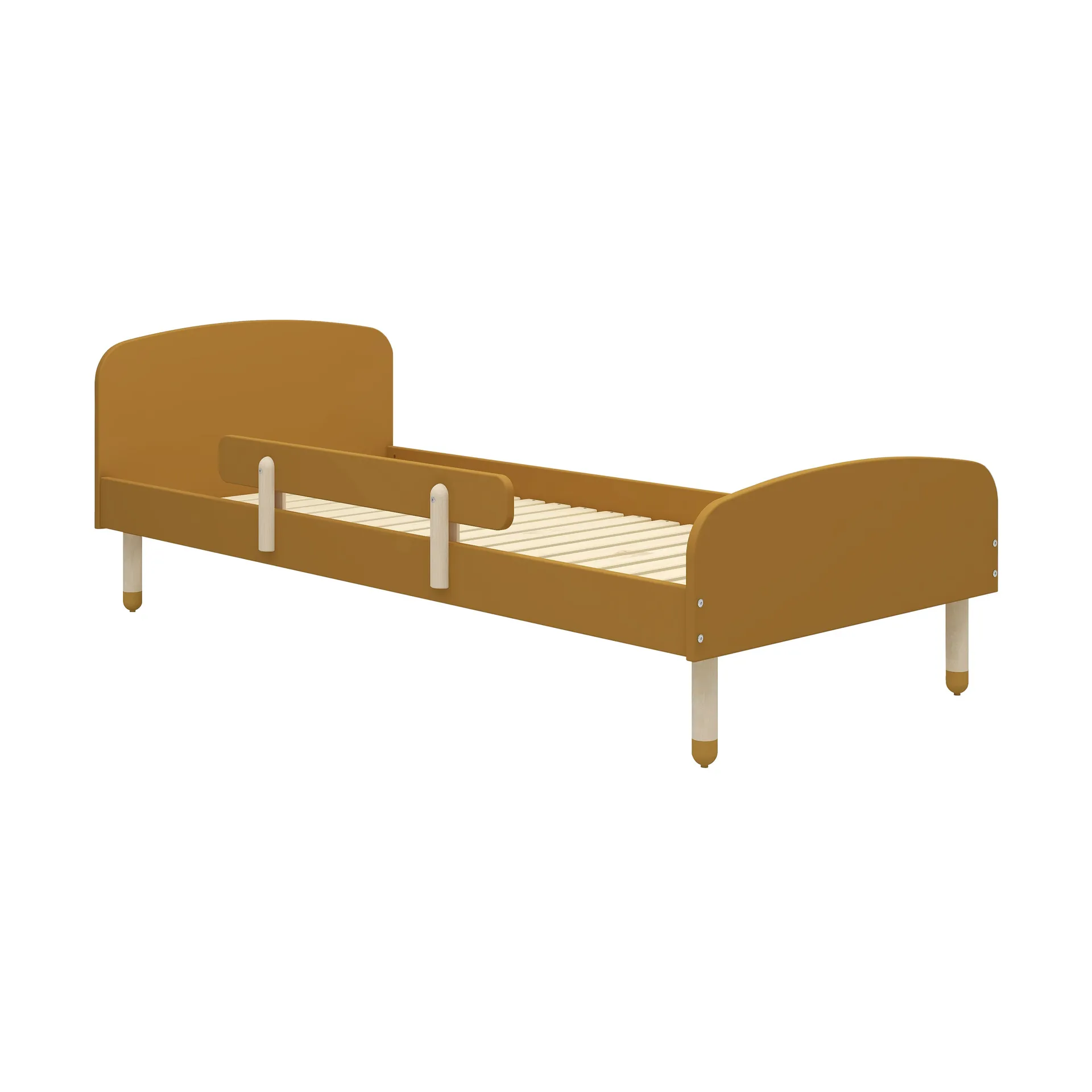 Łóżko Dots z barierką 96x204 cm, Żółte FLEXA