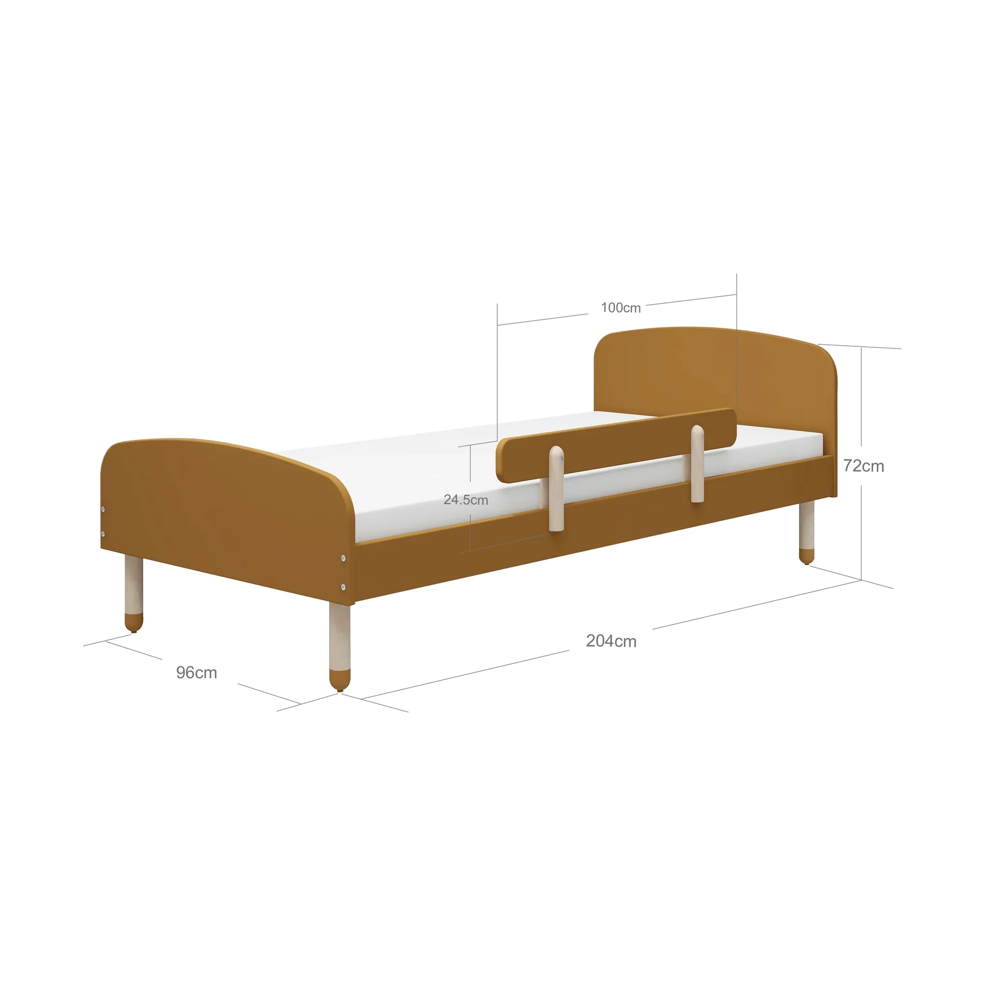 Łóżko Dots z barierką 96x204 cm, Żółte FLEXA