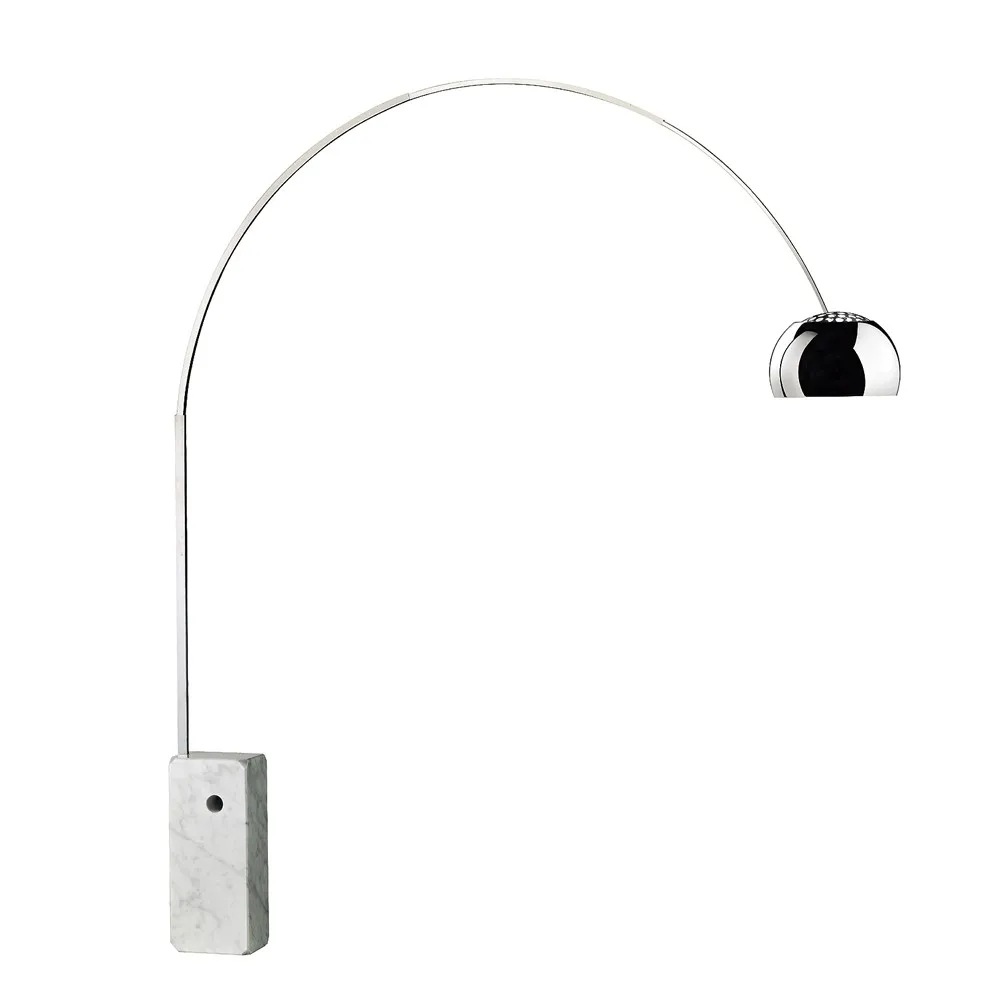Lampa podłogowa Arco, Chrom, podstawa z marmuru karraryjskiego Flos