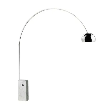 Lampa podłogowa Arco - Chrom, podstawa z marmuru karraryjskiego - Flos