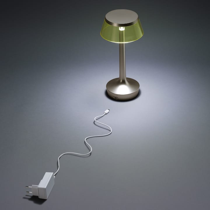 Lampa stołowa Bon Jour Unplugged, Matowy chrom-bursztynowy Flos