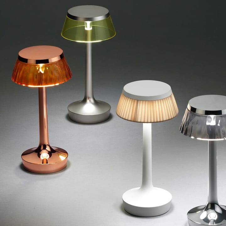 Lampa stołowa Bon Jour Unplugged, Matowy chrom-bursztynowy Flos