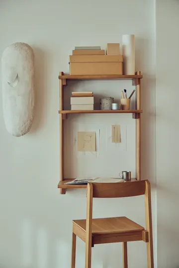 Regał z biurkiem Beam Office Shelf - Deep brown pine, 60x90,5x40 cm - Form & Refine