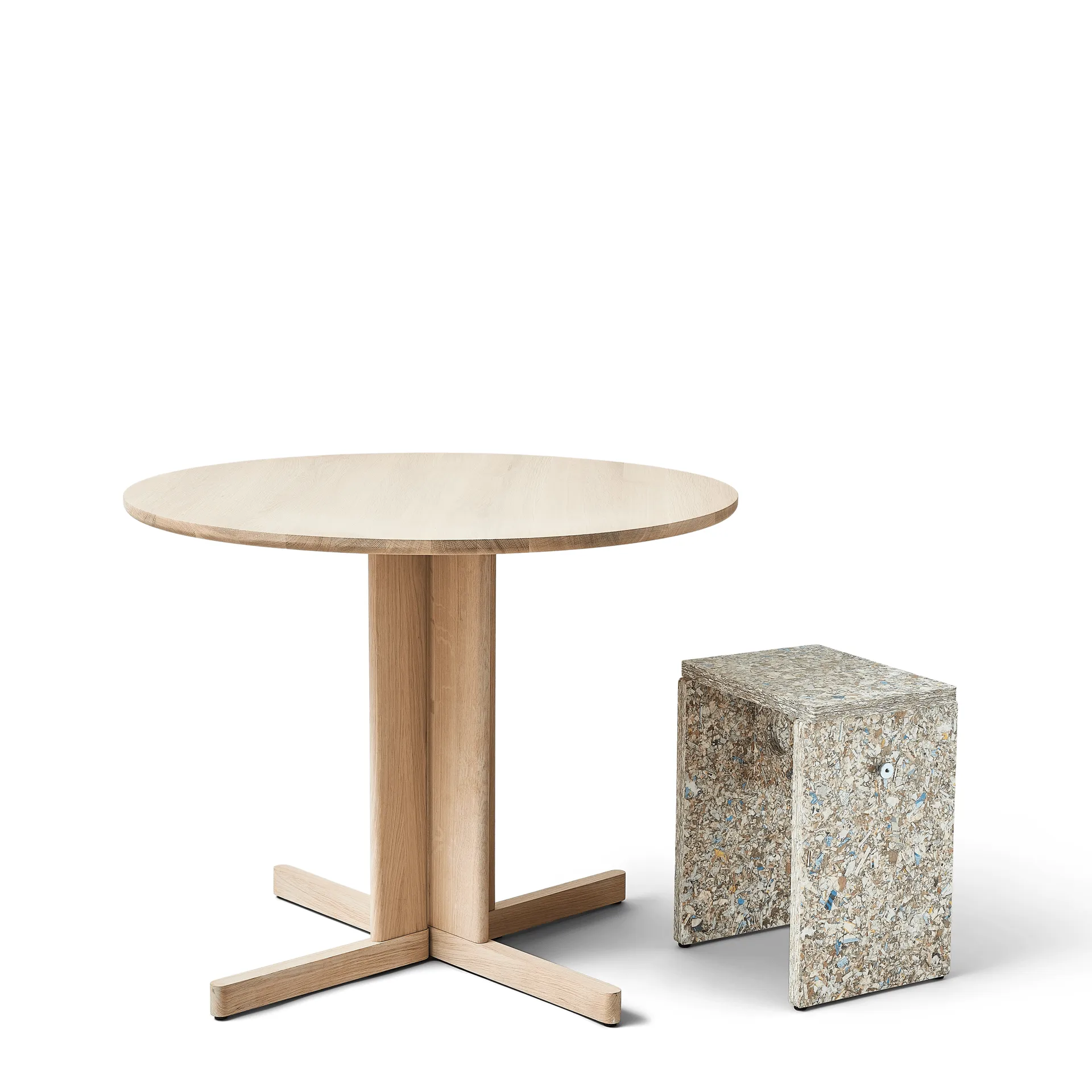 Stół Trefoil Ø90 cm, Biała dąb Form & Refine