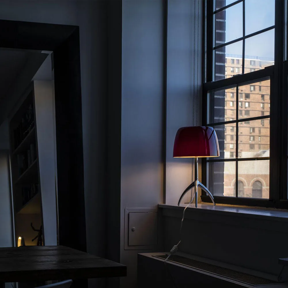 Lampa stołowa Lumiere Grande Dimbar, ciepły biały, aluminium Foscarini