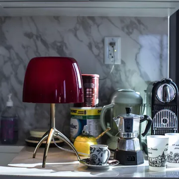 Lampa stołowa Lumiere Piccola Dimbar - Biały klosz–stopka aluminiowa - Foscarini