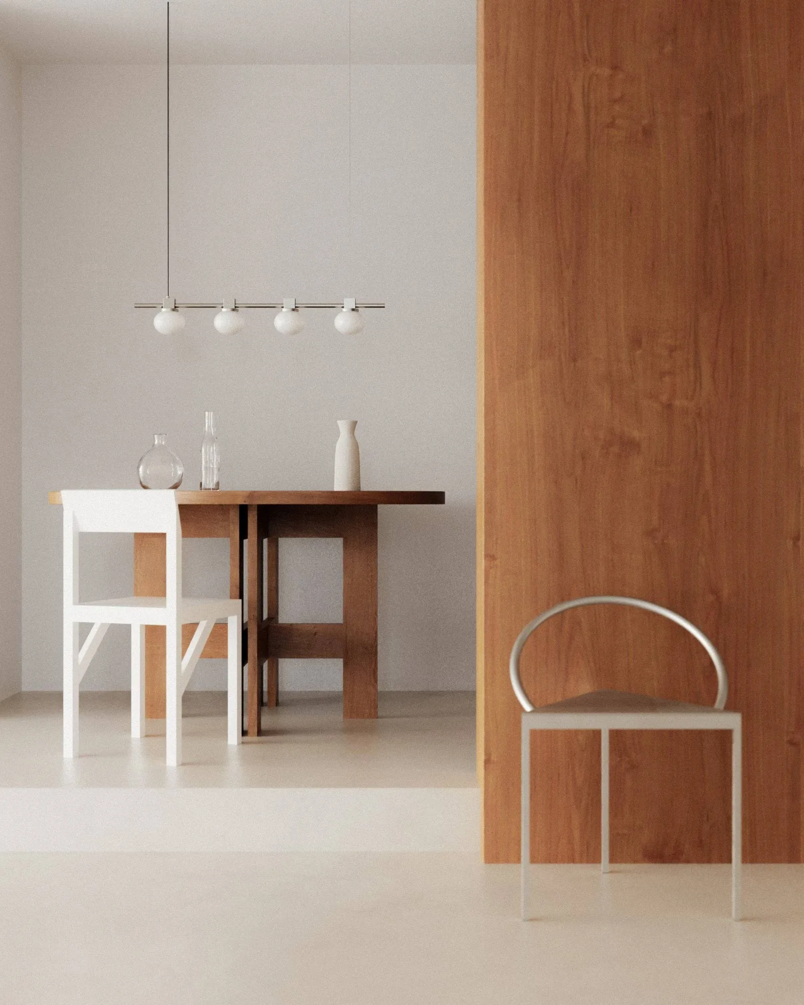 Lampa wisząca Ovoid Pendant Light Quadruple, Stal nierdzewna, szkło opalowe FRAMA