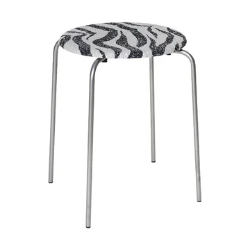 Okrągły taboret Petit Rond - Stal nierdzewna-tkanina Zebra - FRAMA