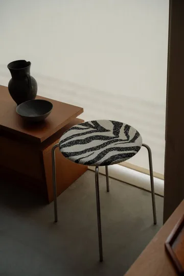 Okrągły taboret Petit Rond - Stal nierdzewna-tkanina Zebra - FRAMA