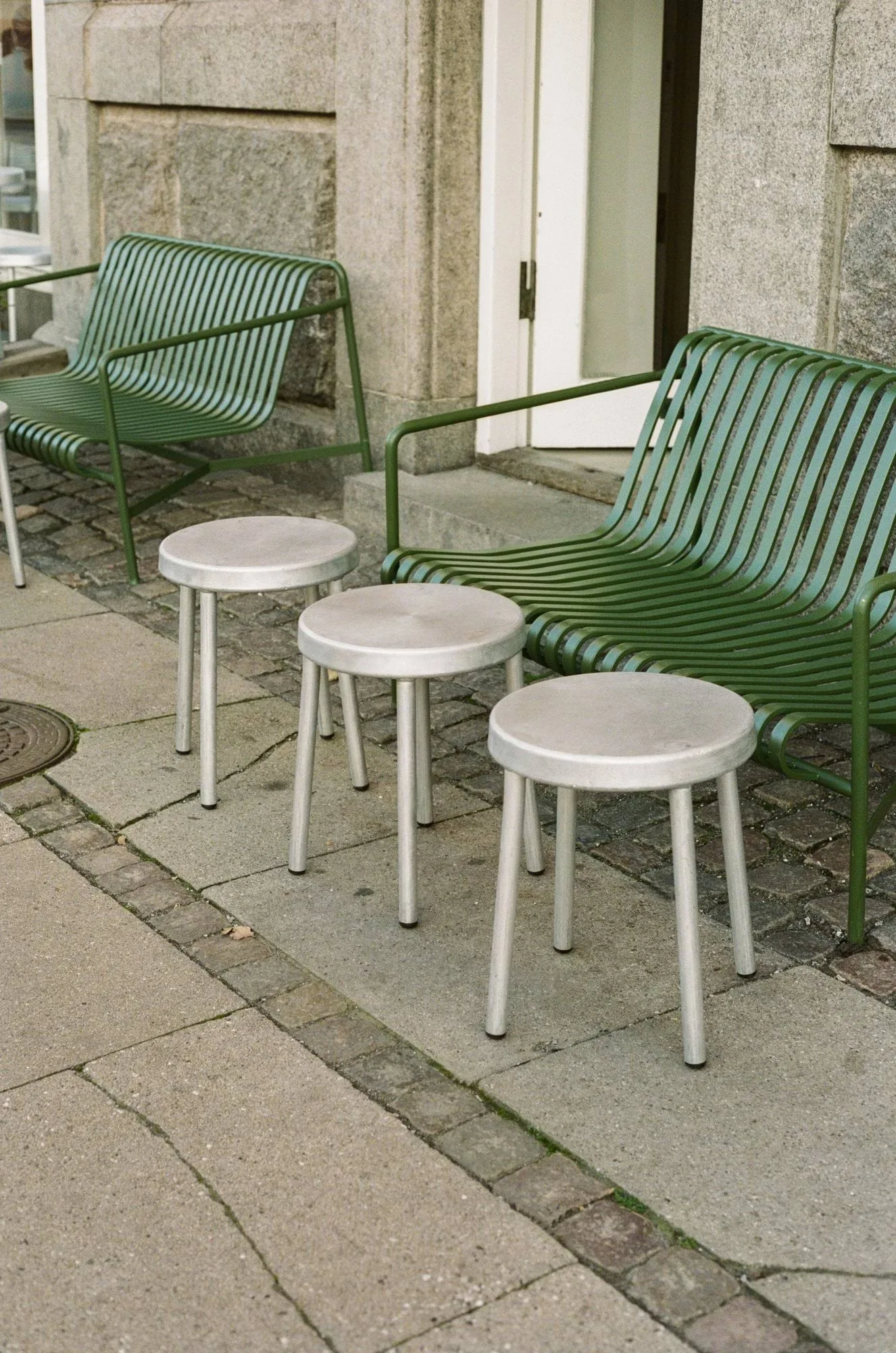 Okrągły taboret Tasca, Aluminium, wys.: 46 cm FRAMA