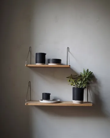 Półka ścienna Single Shelf - Dąb-czarny, 80x20 cm - FRAMA
