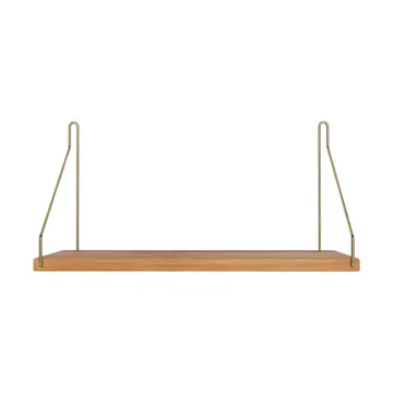 Półka ścienna Single Shelf - Dąb-mosiądz, 40x20 cm - FRAMA