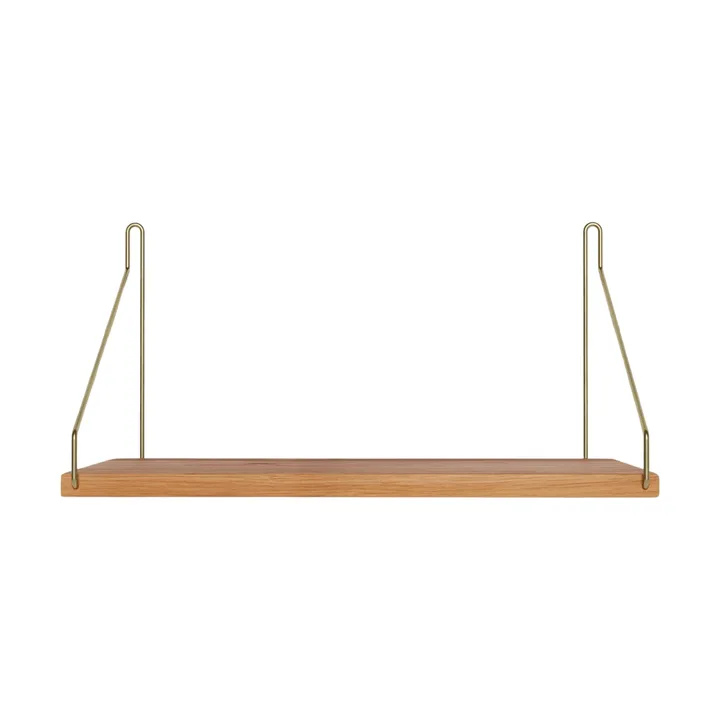 Półka ścienna Single Shelf - Dąb-mosiądz, 40x20 cm - FRAMA