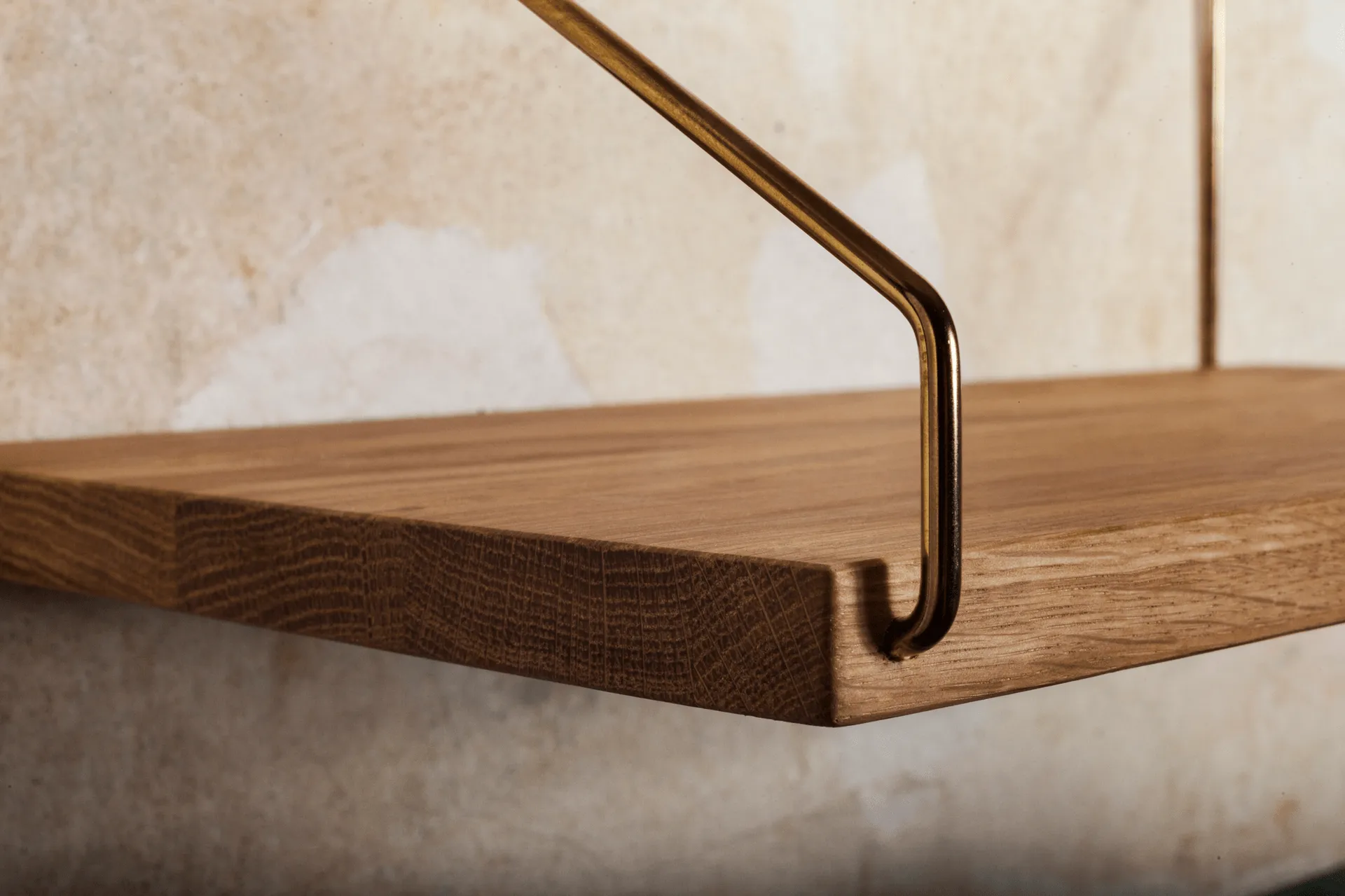 Półka ścienna Single Shelf, Dąb-mosiądz, 40x20 cm FRAMA