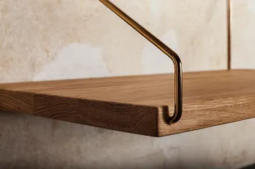 Półka ścienna Single Shelf - Dąb-mosiądz, 40x20 cm - FRAMA