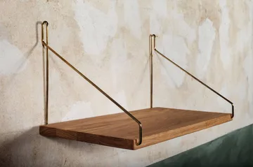 Półka ścienna Single Shelf - Dąb-mosiądz, 40x20 cm - FRAMA