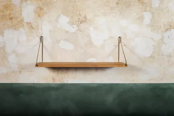 Półka ścienna Single Shelf - Dąb-mosiądz, 60x20 cm - FRAMA