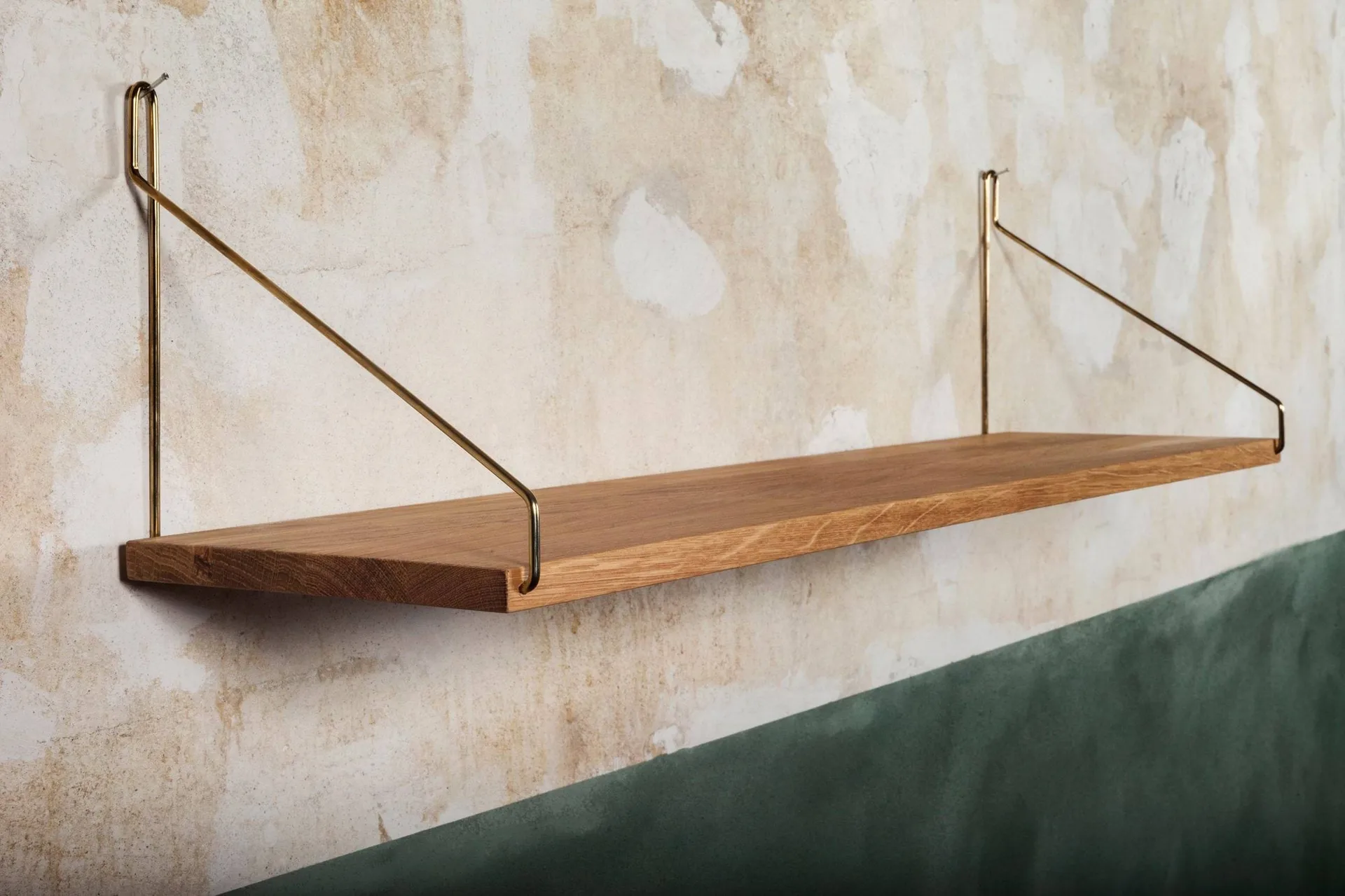 Półka ścienna Single Shelf, Dąb-mosiądz, 80x20 cm FRAMA