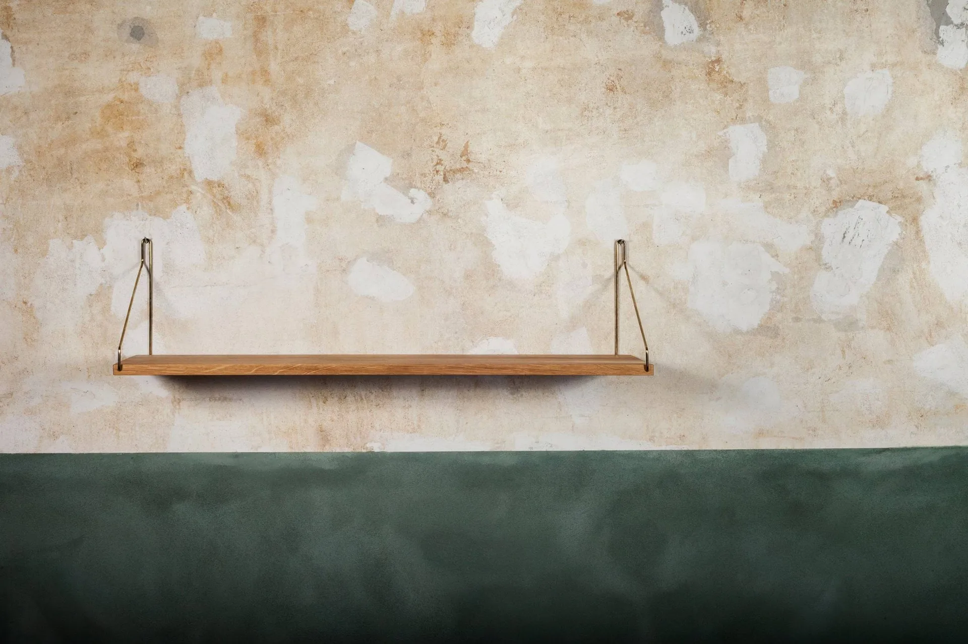 Półka ścienna Single Shelf, Dąb-mosiądz, 80x20 cm FRAMA