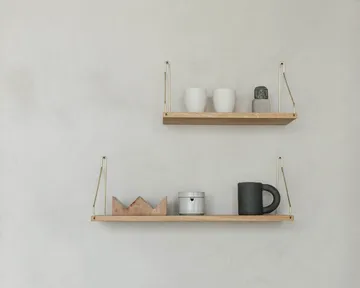 Półka ścienna Single Shelf - Dąb-mosiądz, 80x20 cm - FRAMA