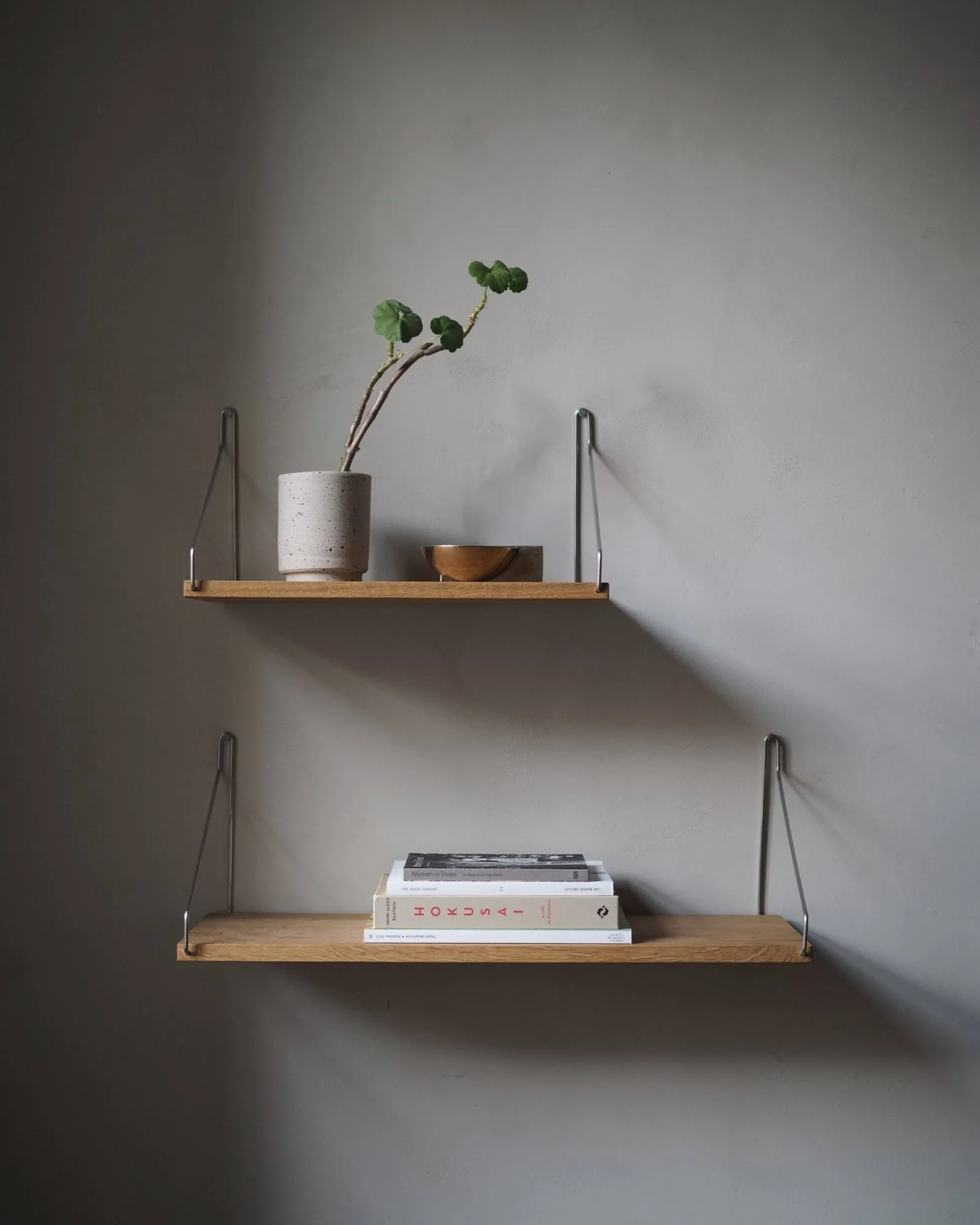 Półka ścienna Single Shelf, Dąb-stal nierdzewna, 40x20 cm FRAMA